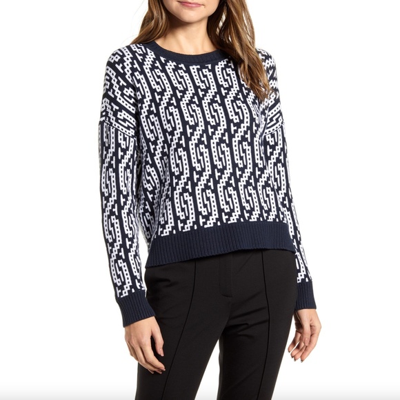 TOMMY HILFIGER Two-Tone Cable Sweater - Picture 1 of 11